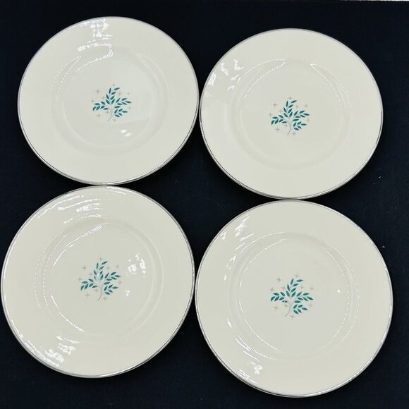 Syracuse China Lyric Pattern 6.25" Dessert/Bread Plates Vintage MCM Set of 4 - Picture 1 of 14